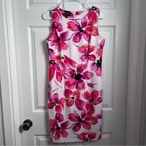 3/25$💥 Mario Serrani Italy dress floral white pink midi classic women 4 small